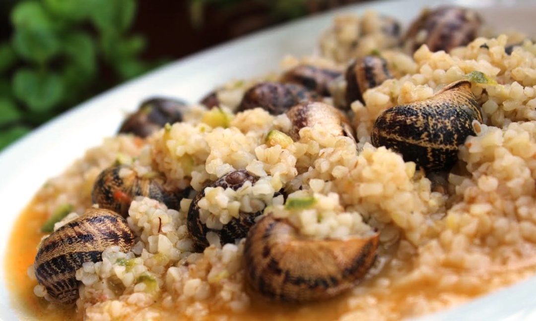 Hohlious with Hontro (snails cooked with cracked wheat)