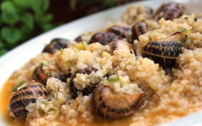 Hohlious with Hontro (snails cooked with cracked wheat)