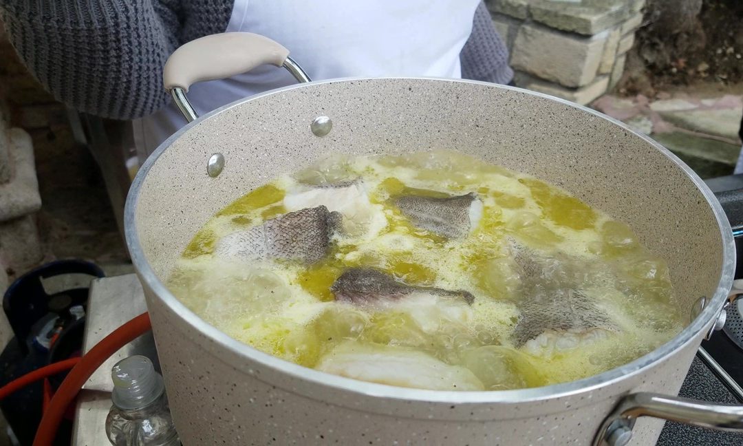 Bakaliaros (Bacalhau) soup with lemon and potatoes