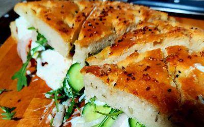 Focaccia sandwich Greek style
